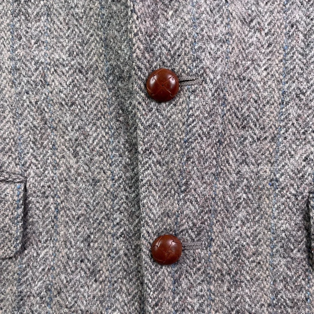 Vintage Harris Tweed Blazer Mens 40R Gray Herringbone Wool Tweed Sport Coat